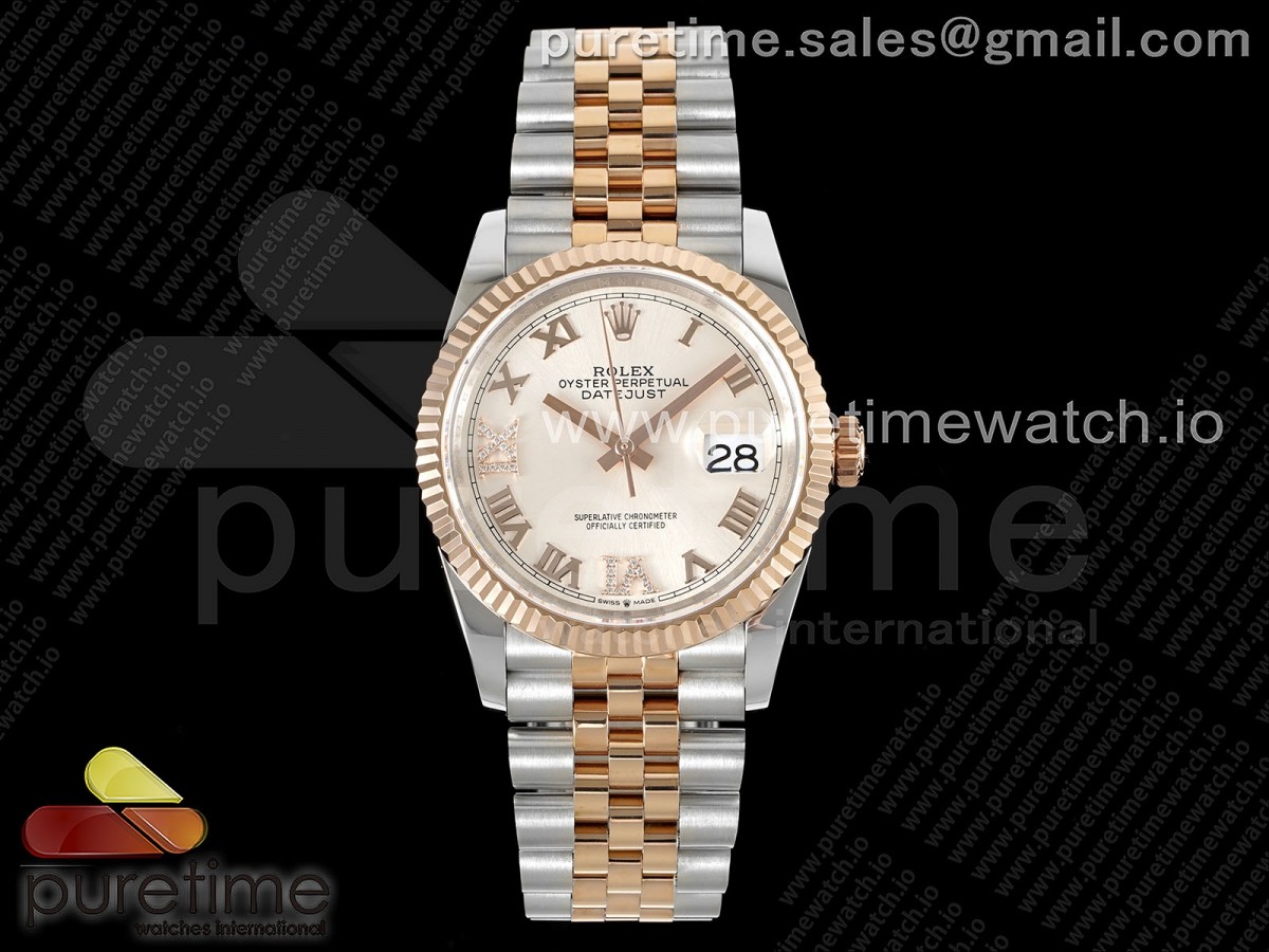 GMF 롤렉스 데이저스트36 로즈골드콤비 실버로만다이얼 스틸브레이슬릿 Datejust 36 SS/RG 904L Steel JDF 1:1 Best Edition Silver Dial Diamonds 6/9 Markers on SS/RG Bracelet VR3235