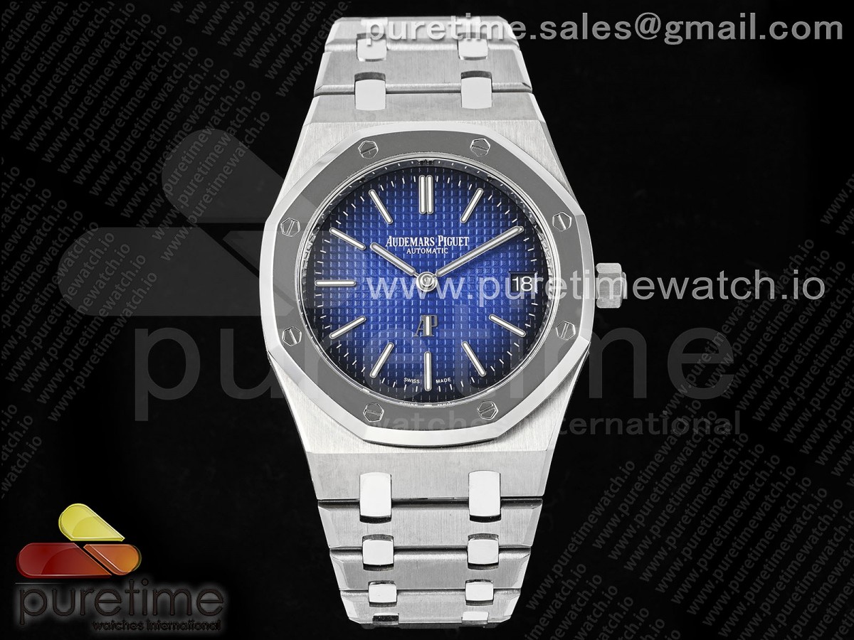 ZF V2 오데마피게 로얄오크 15202IP 티타늄 블루다이얼 스틸브레이슬릿 Royal Oak 39mm 15202IP Titanium ZF 1:1 Best Edition Blue Textured Dial on SS Bracelet A2121 V2