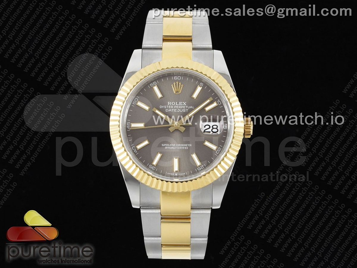 GMF 롤렉스 데이저스트41 옐로우골드콤비 그레이다이얼 오이스터브레이슬릿  DateJust 41 126333 SS/YG JDF 1:1 Best Edition 904L Steel Gray Stick Dial on SS/YG Oyster Bracelet VR3235