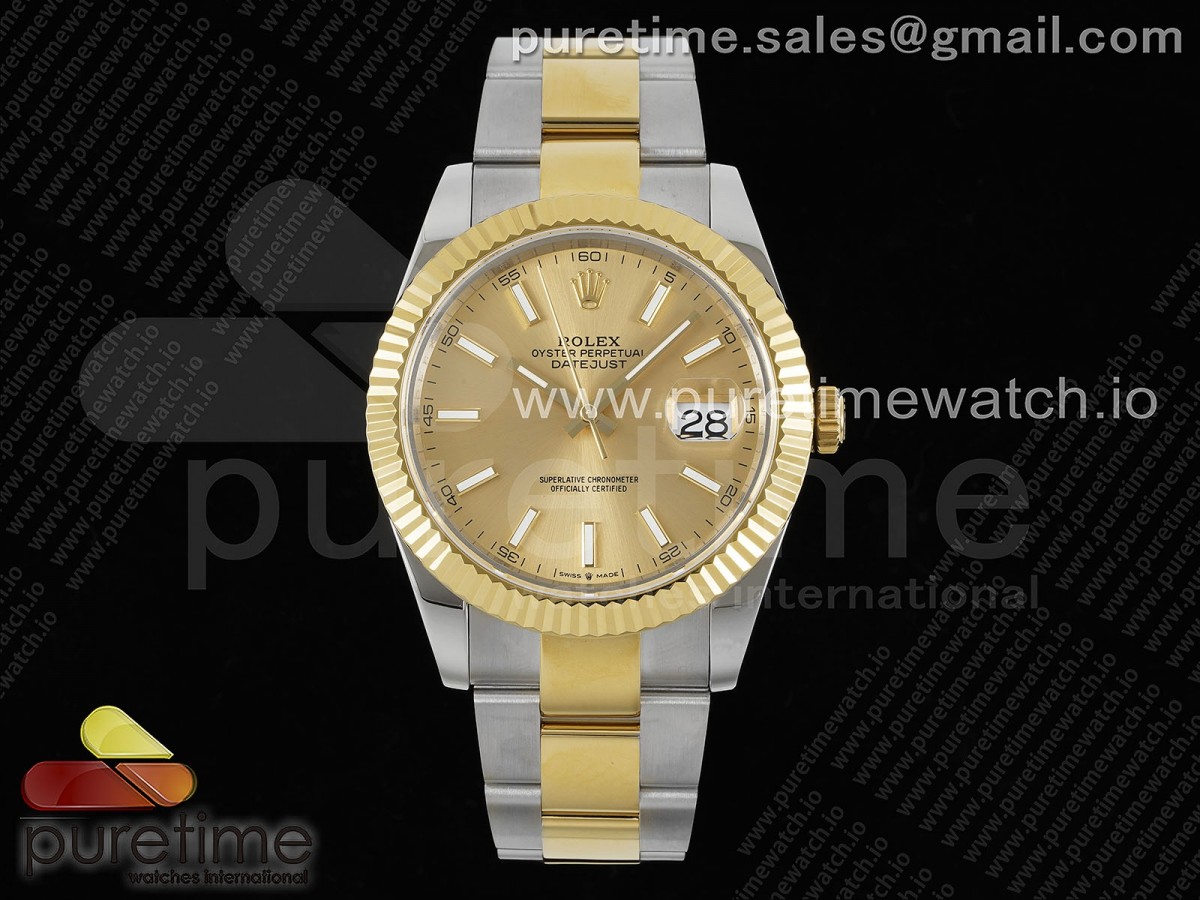 GMF 롤렉스 데이저스트41 옐로우골드콤비 샴페인골드다이얼 오이스터브레이슬릿 DateJust 41 126333 SS/YG JDF 1:1 Best Edition 904L Steel YG Stick Dial on SS/YG Oyster Bracelet VR3235