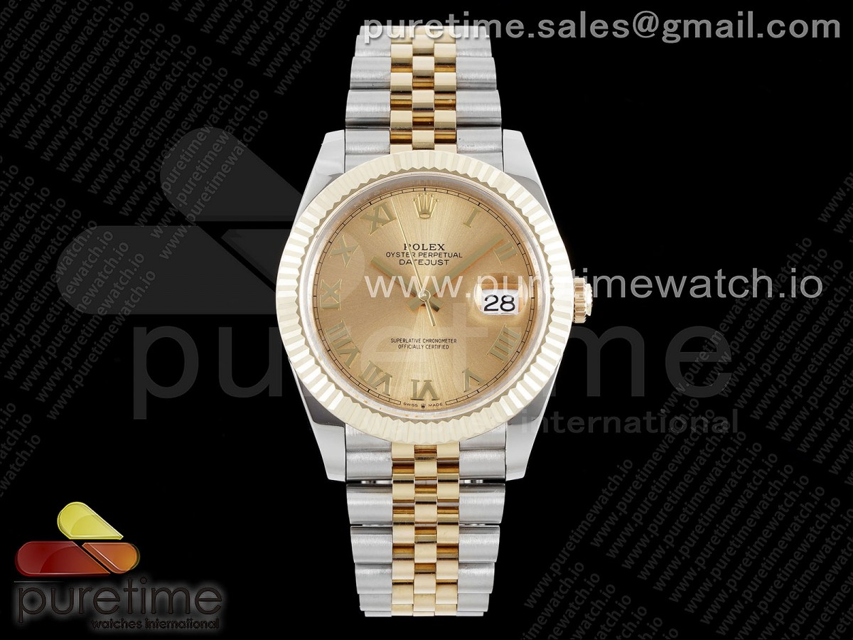 GMF V2 롤렉스 데이저스트41 옐로우골드 포금콤비 골드로만다이얼 스틸브레이슬릿 DateJust 41 SS/YG 126333 JDF Gold Wrapped 904L Steel YG Dial Roman Markers on Jubilee Bracelet V2