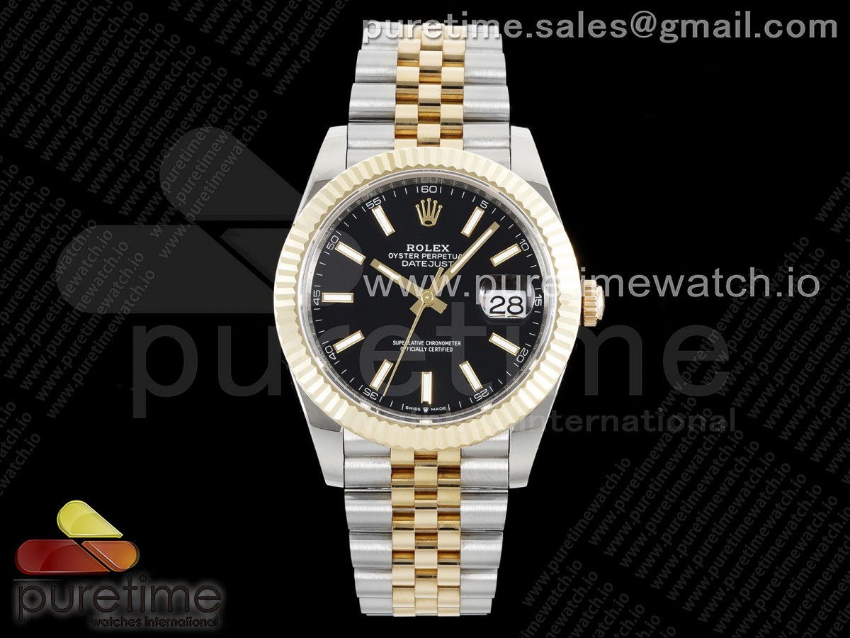 GMF V2 롤렉스 데이저스트41 옐로우골드 포금콤비 블랙다이얼 스틸브레이슬릿  DateJust 41 SS/YG 126333 JDF Gold Wrapped 904L Steel Black Dial Stick Markers on Jubilee Bracelet V2