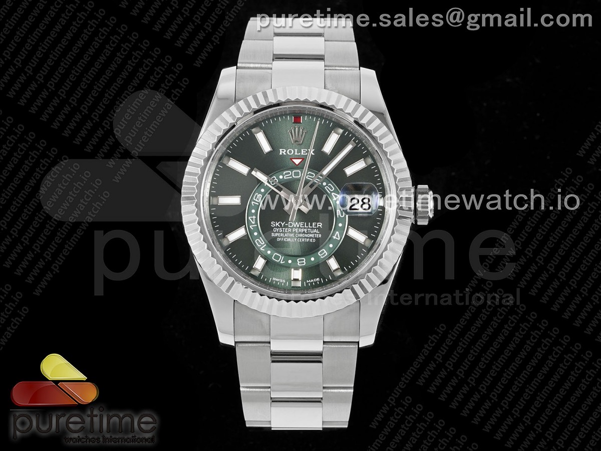 ZF 롤렉스 스카이드웰러 그린다이얼 스틸브레이슬릿 Sky-Dweller 326934 904L SS ZF 1:1 Best Edition Green Dial on SS Bracelet A2824