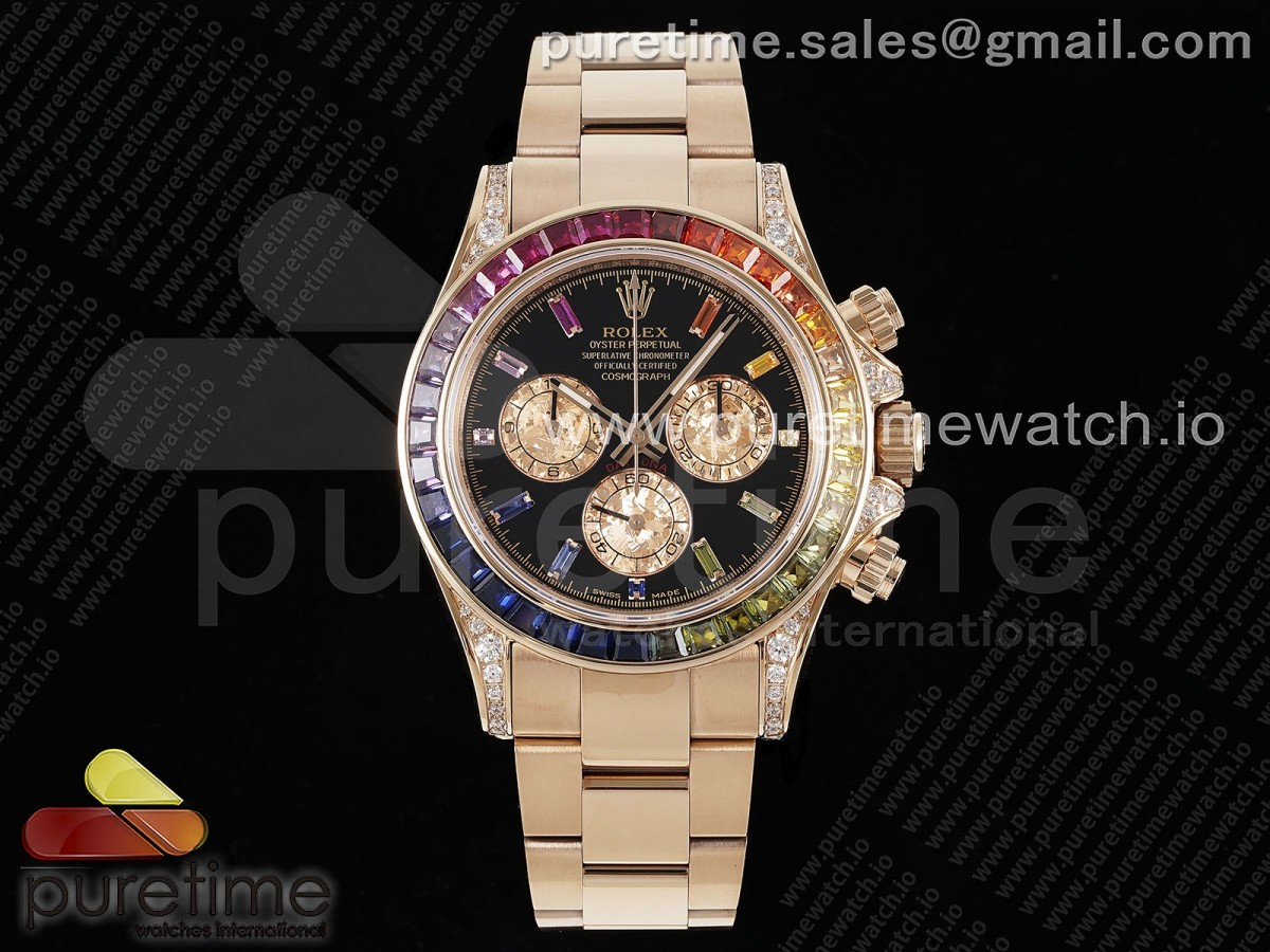 ZF 롤렉스 데이토나 레인보우 로즈골드 블랙8P다이얼 스틸브레이슬릿  Daytona 116595RBOW Rainbow ZF 1:1 Best Edition Black Diamonds Dial on RG Bracelet SH4130