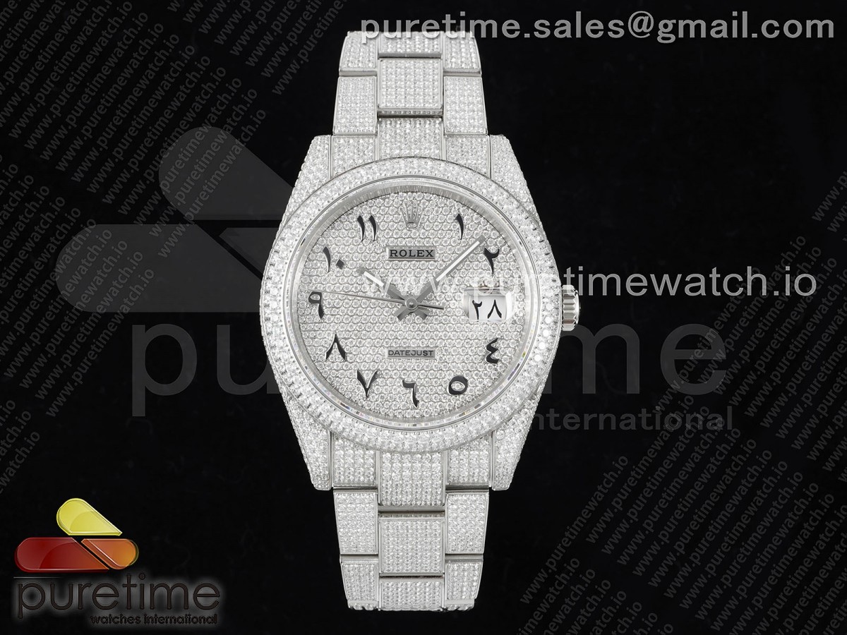 GMF 롤렉스 데이저스트41 풀다이아 중동아라빅다이얼 스틸브레이슬릿 Datejust 41 SS Full Diamonds JDF 1:1 Best Edition Arabic Markers Dial on Bracelet A2824