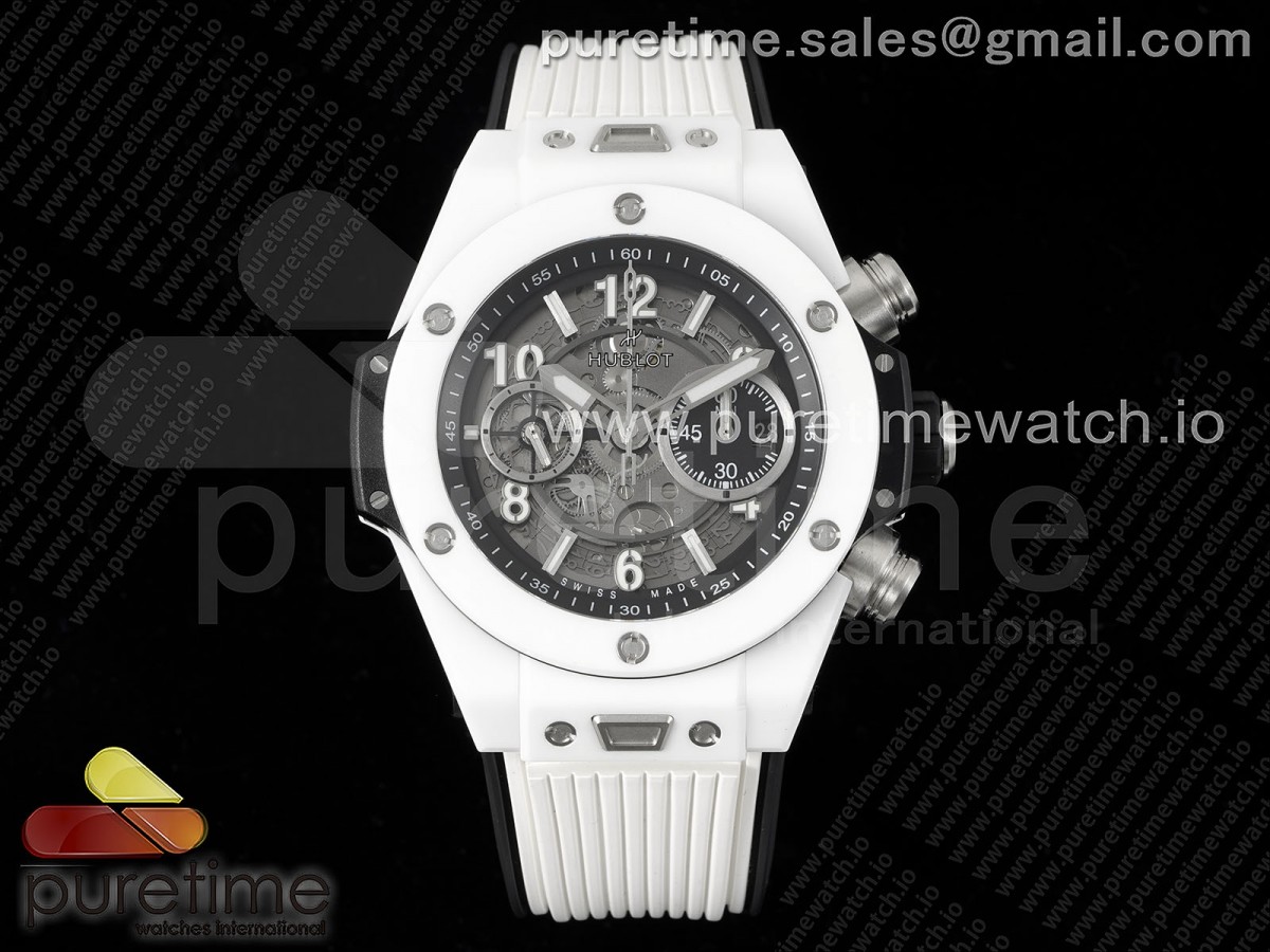 ZF 위블로 빅뱅 유니코 화이트세라믹 스켈레톤다이얼 화이트러버스트랩  Big Bang Unico White Ceramic ZF 1:1 Best Edition Skeleton Dial on White Rubber Strap A1280