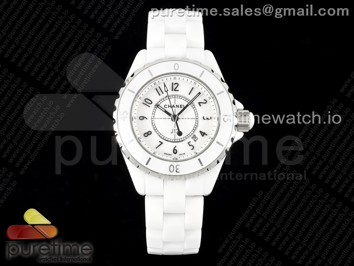 EAST(HTF)공장 샤넬 J12 화이트세라믹 33미리 화이트이얼 아라비안인덱스 J13 33mm East Factory 1:1 Best Edition White Korea Ceramic White Dial on Bracelet Swiss Quartz