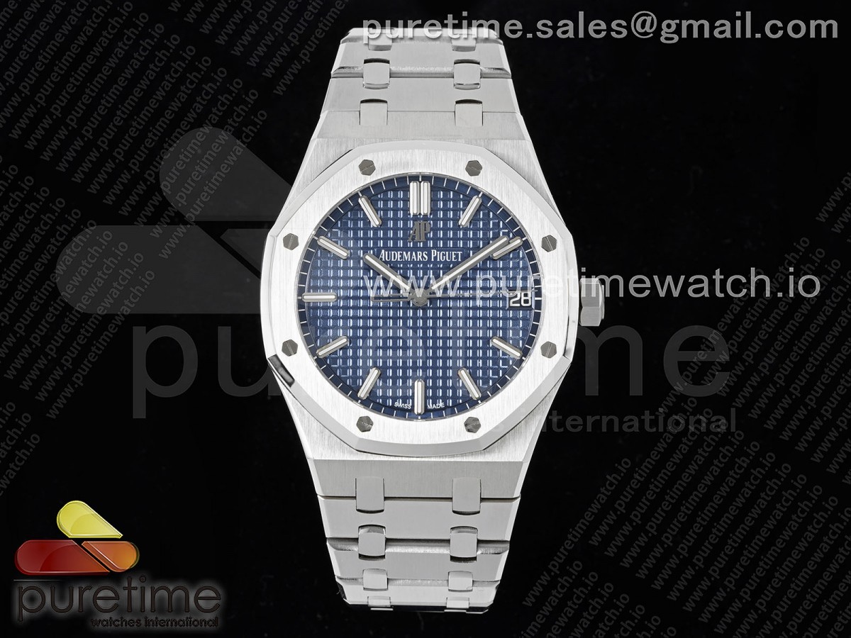 APSF 오데마피게 로얄오크 15500 블루다이얼 스틸브레이슬릿 Royal Oak 41mm 15500 SS APSF 1:1 Best Edition Blue Textured Dial on SS Bracelet A4302 Super Clone