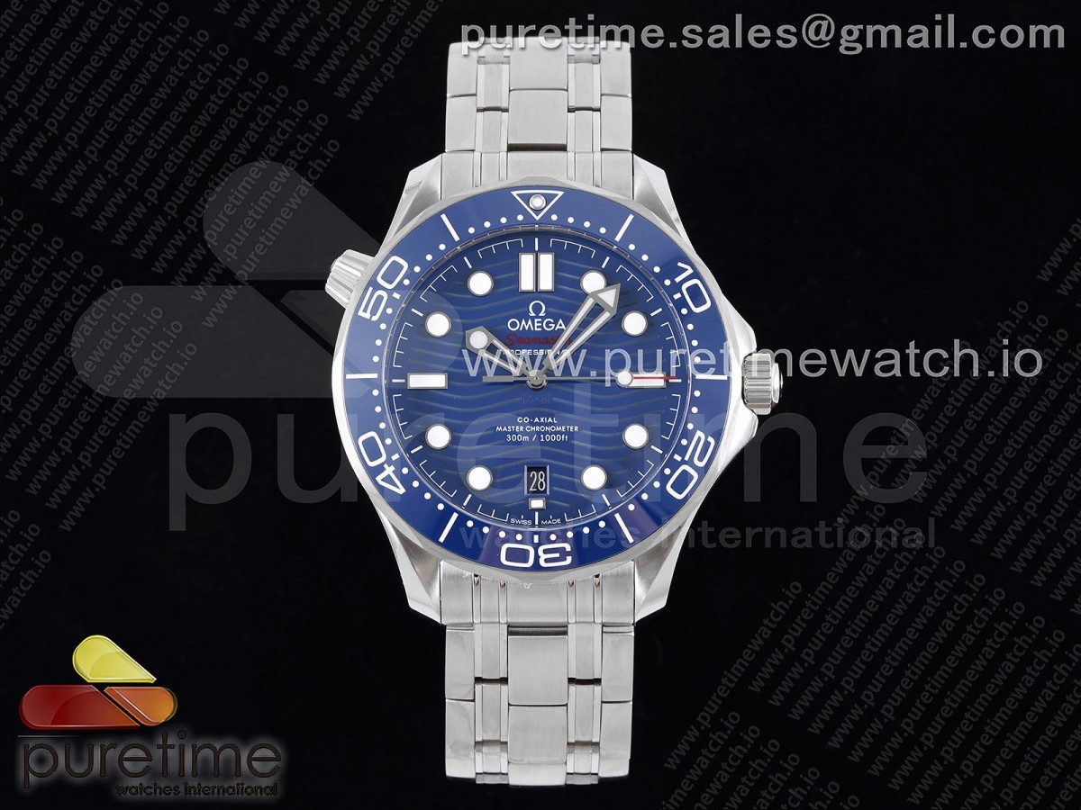 ZF 오메가 씨마스터 다이버300 블루다이얼 스틸브레이슬릿 Seamaster Diver 300M ZF 1:1 Best Edition Blue Ceramic Blue Dial on SS Bracelet A8800