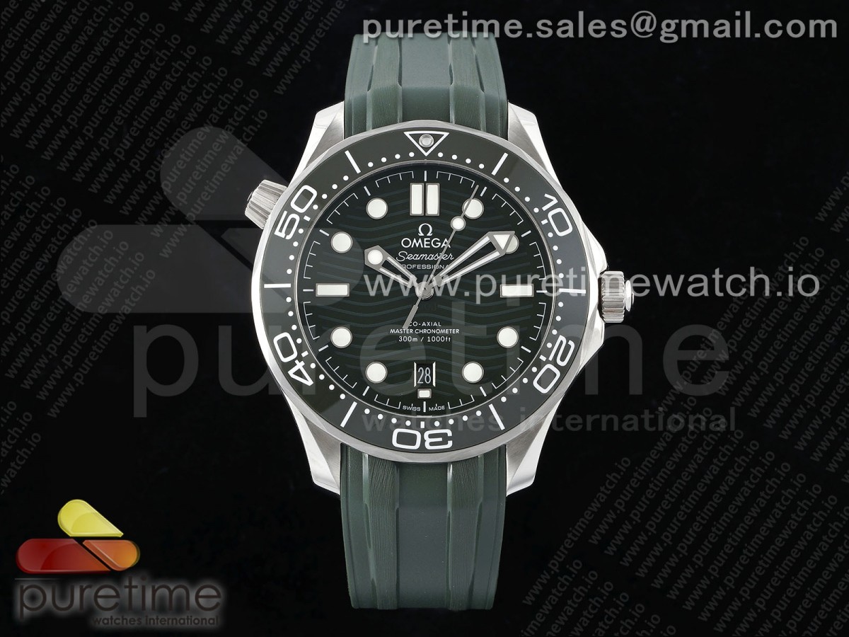 VSF V2 오메가 씨마스터 다이버300 그린인서트 그린다이얼 그린러버스트랩 Seamaster Diver 300M VSF 1:1 Best Edition Green Ceramic Green Dial on Green Rubber Strap A8800 V2