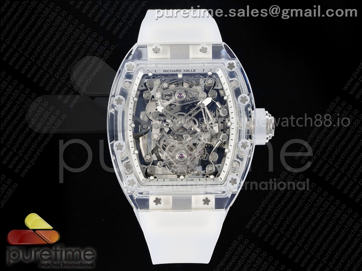 RMF 리차드밀 RM56-02 뚜르비옹 투명케이스 스켈레톤다이얼 화이트투명러버스트랩 RM56-02 Transparent Tourbillon RMF Best Edition Skeleton White Dial on Transparent Rubber Strap